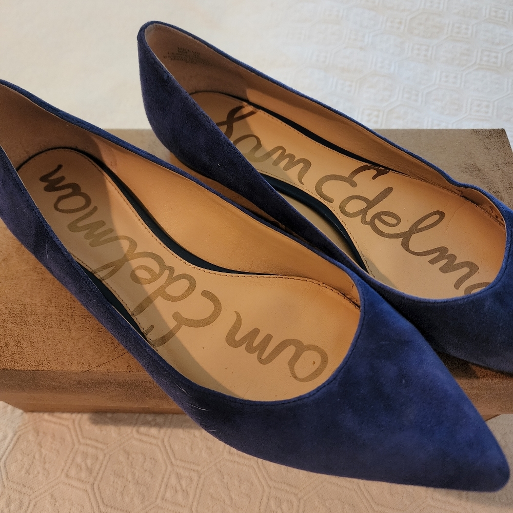 Sam Edeilman blue suede pointy toe flats. Beautiful bright blue suede. Size 9